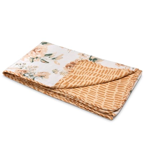 Image of HUESLAND 100% Cotton Reversible Dohar Toddler Size | Soft Cambric Weave, All Weather Light Comforter AC Quilt | Infants-New Born Blanket | 41 x 55 inches, Blushing Blooms - White, Sandcastle & Green