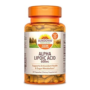 Sundown Super Alpha Lipoic Acid 600 mg, 60 Capsules (Packaging May Vary) Non-GMOˆ, Free of Gluten, Dairy, Artificial…