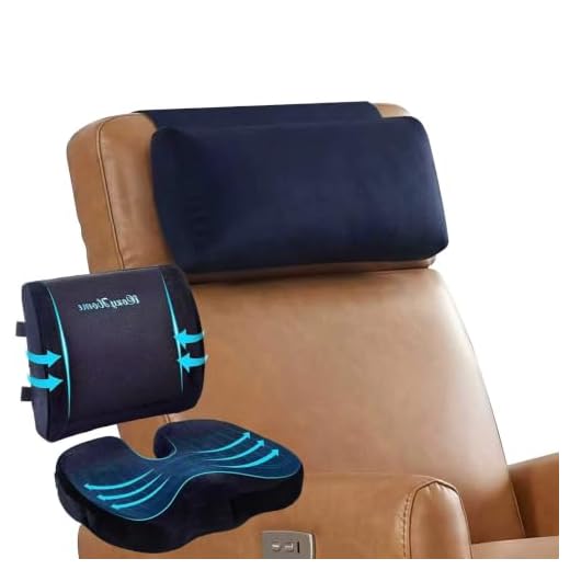 Coccyx Lumbar Support Pillow for Office Desk Chair Memory Foam Car Seat Cushion & Orthopedic Back Pillow for Sitting Help Tailbone Pain, Sciatica and Pressure Relief, Washable Cover