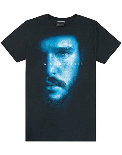 Game of Thrones Jon Snow Winter is Here Men's T-Shirt, Black, L