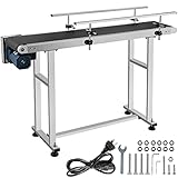 VEVOR Transportador de Correa Motorizado 1498,6x198,1 mm Transportador Acero Inoxidable Cinta Transportadora de PVC Antiestática Barandilla Doble para Aplicación de Codificación por Inyección de Tinta