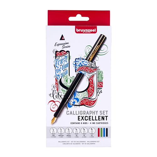 Set de calligraphie Bruynzeel avec stylo plume et 4 plumes pour débutants