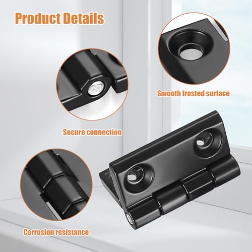 4 Stück Schwarz Edelstahl Scharnier 40x40mm, Edelstahl Türscharniere, Scharniere Klappbar, Klavierband Scharnieren, für Zimmertüren, Gartentüren, Eingangstüren