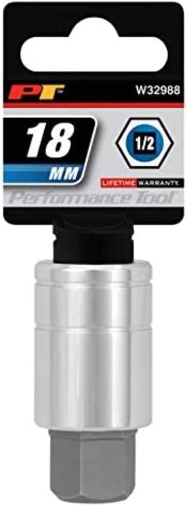 Performance Tool W32988 1/2 Drive Hex Bit Socket, 18mm
