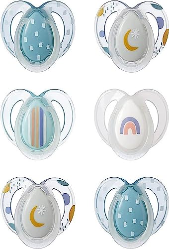 Image of Tommee Tippee Night Time Glow in The Dark Pacifiers, Symmetrical Design, BPA-Free Silicone, 6-18 Months, Pack of 6 Pacifiers