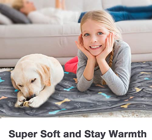 Allisandro Luxurious Dog Blanket, 350 Gsm Super Fuzzy Microplush Fleece Pet Blankets For Small Medium Large Dogs And Cats, Grey Bone, 32 X 24 Inches #TOP5