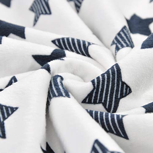 BORITAR Baby Blanket Soft Minky with Double Layer Dotted Backing, Little Star Printed 30 x 40 Inch Receiving Blanket