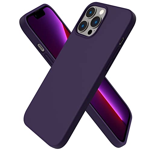 ORNARTO Coque Compatible avec iPhone 13 Pro Max Case, Coque Silicone Liquide 3 Couches Pleine Gel en Caoutchouc Souple Cover avec Microfibre Douce pour iPhone 13 Pro Max 6,7 Violet foncé Cover