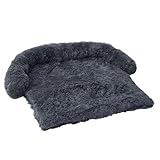 PETART Calming Dog Bed Fluffy Plush Dog Mat for Furniture Protector with Removable Washable Cover for Large Medium Dogs and Cats,Long Plush Deep Sleep Dog Sofa Couch