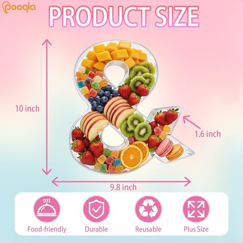Image of Pooqla 10 inch Acrylic Letter Charcuterie Tray Birthday Party Fillable Box &