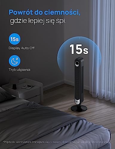 Dreo Smart wentylator kolumnowy z WiFi, sterowanie głosem, współpracuje z Alexa, sterowanie za pomocą aplikacji, cichy wentylator oscylacyjny 90°, 6 ustawień prędkości, 4 tryby, timer 12-godzinny