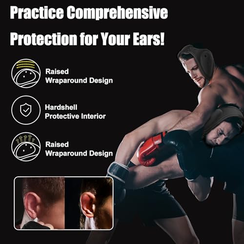 Wrestling Headgear, Youth Wrestling Headgear Reinforced Stitching, New Upgraded and Thickened Gear Kids Head Gear for Men Prevents Cauliflower Ears-Black by Qixomo - Image 4