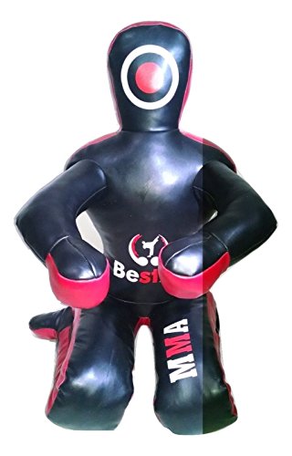 Bestzo MMA Jiu Jitsu Judo Grappling Dummy Synthetic Leather Black Sitting position-70 inches-Unfilled