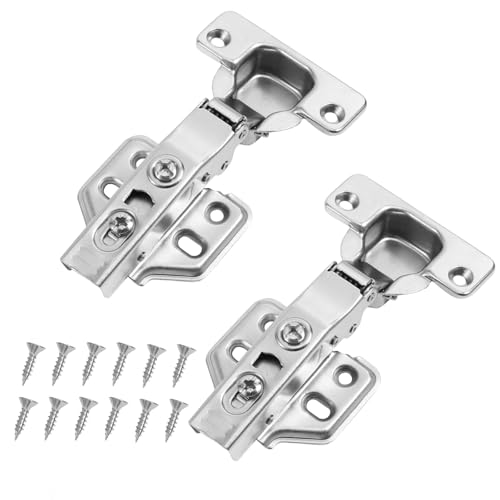 Oderra Charnière Invisible Porte Placard 105° - 2PC Charnières à Recouvrement Total avec Amortisseur Intégré, Fermeture Automatique pour Meuble de Cuisine, Armoire...