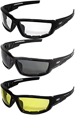 Global Vision Sly Breathable Padded Motorcycle Safety Sunglasses ANSI Z87.1 Black Shades for Men & Women