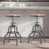 Diwhy Taburete industrial vintage para mostrador de cocina, base totalmente soldada