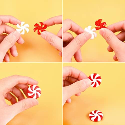 20 Pieces Christmas Candy Lollipop Ornament Red White and Green Christmas Tree Hanging Decoration Swirl Candy Acrylic Pendant (20)