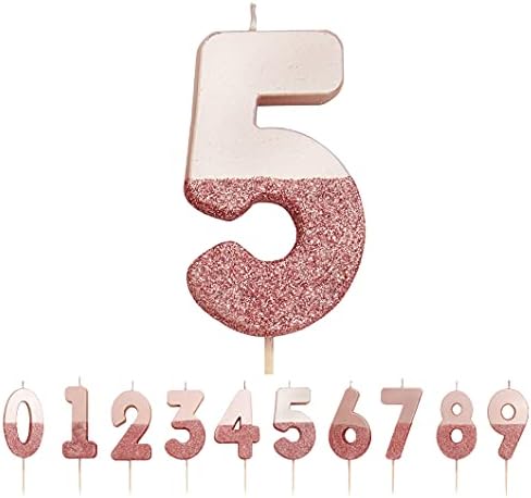 Talking Tables Rose Gold Glitter Number 1 Candle | Premium Quality Cake Topper Decoration | Pretty, Sparkly for Kids, Adults, Teenagers, 1st Birthday Party, 18th, 21st, Anniversary, Milestone