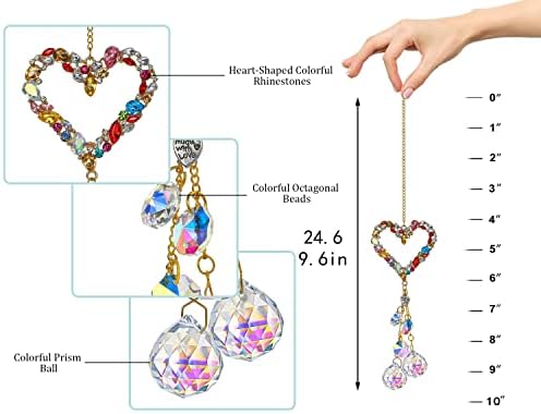 H&D HYALINE & DORA Crystal Ball Prisms Rainbow Suncatcher,Hanging Glass Sun Catcher for Window with Colorful Rhinestones ,Glass Rainbow Maker for Home Decor