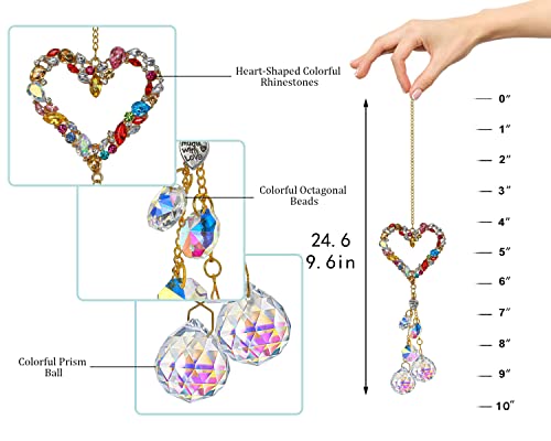 Stained Glass Window Hangings Handmade Wall Art Heart Style Window Panel Sun Catchers Ornament #TOP6
