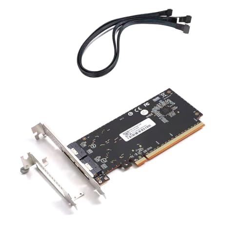 Juqoyue High Performance Graphics External Card PCIe4.0 X16 to SlimSAS 8654 Rear Half-Height Adapter Card with Cable