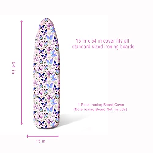 Nmbvcxz Butterflies Ironing Board Cover And Pad，Non Stick Resist Scorching And Staining，Standard Size 15X54 Inch Thick Padding Elastic Edge And 4 Fasteners #TOP3