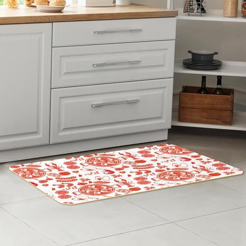 Tapetes de cocina antideslizantes VAPOKF con estampado de paella tradicional 7