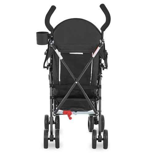 Image of Dream On Me Rover Convenience Baby Stroller - Lightweight & Compact Travel Umbrella Stroller, Quick One-Hand Fold, Lockable Rear Wheels, Adjustable Canopy, 3-Point Safety Harness & Cup Holder - Black