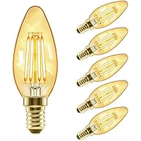 LVWIT 6x Bombillas E14 Vintage Vela LED (Casquillo Fino) 4W, Bombilla Edison Retro de Blanco Cálido 2500K, Bomilla LED con Filamento, Equivalente a 40W, 410LM, El Ángulo del Haz de 300°.