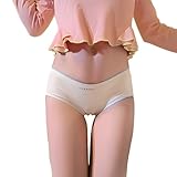 FASXIR Back Crotch Opening Briefs Japanese Style Pouch Panties Bikini Sexy Cotton T Back Thongs Underwear for Women Men (US, Alpha, X-Large, Regular, Regular, Skin colour Women's Panties)