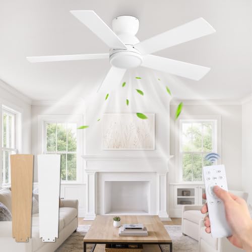 Image of Fanbulous 42 Inch Small Ceiling Fan no Light, Flush Mount, White