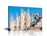 Milan Cathedral Wall Art Canvas Italy Pictures Gothic Church Wall Painting for Bedroom Wall Art for Living Room Contemporary Modern Home Decor Office Posters Framed Wall Art - 24x16in