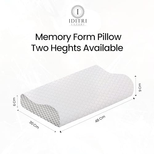 Image of Cervical Memory Foam Pillow Set of 2, Memory Foam Neck Support with Two Heights, Removable Zipper Cover, Ergonomic Design for Side and Back Sleepers, Grey, 48 x 30 cm