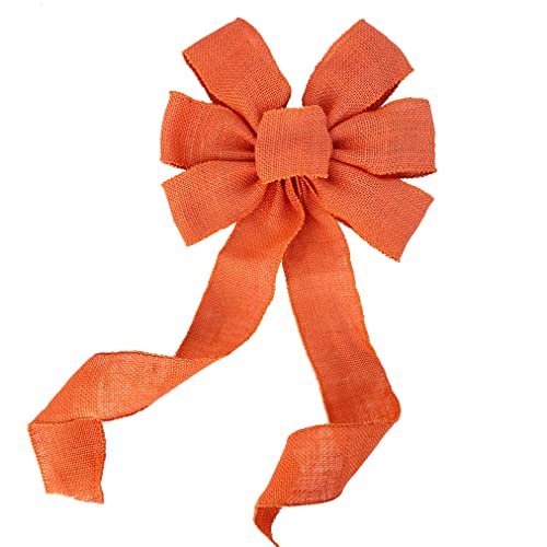 Orange Burlap Ribbon Wreath Bow - 10" Wide, 18" Long Tails, St. Patrick's Day, Easter, Spring, Halloween, Fall, Thanksgiving, Front Door Decor, Farmhouse, Summer, Christmas