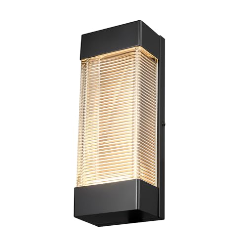 Globe Electric 16W LED Integrated Matte Black Outdoor Wall Sconce with Ribbed Glass by Globe Electric - Used condition - US$30.88