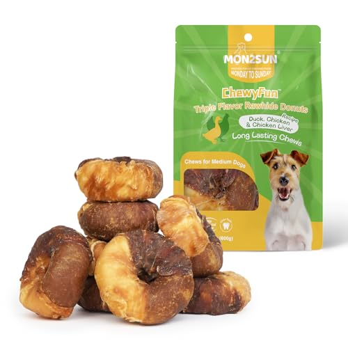 MON2SUN 3-3.5 Inch Triple Flavor Rawhide Donuts