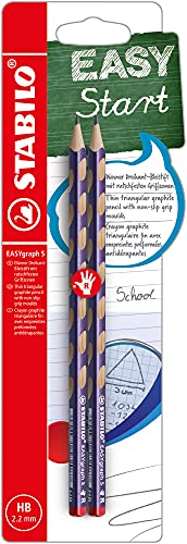 STABILO EASYgraph S Metallic - Matita Ergonomica triangolare Sottile - per Destrimani in Viola metallizzato - Pack da 2 - Gradazione HB