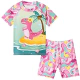 WAWSAM Mädchen Badeanzug Badeanzüge Schwimmen Einteilige mit Spaghettiträgern Kinder Uv-Schutz Badeanzug (DE/NL/SE/PL, Numerisch, 110, 6 Jahre, Regular, Hellrosa)