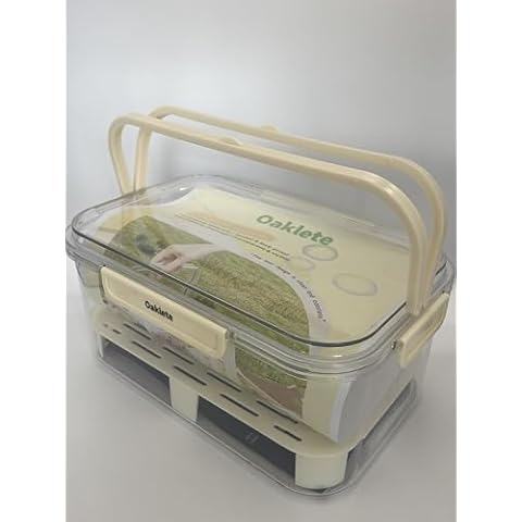 Oaklete Food Storage Containers Fridge Produce Saver Stackable Refrigerator Organizer Keeper Drawers Bins Baskets with Lids and Removable Drain Tray for Fruits, Large Cover