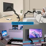 PUTORSEN Ramię monitora z półką na laptopa do ekranu LCD LED o przekątnej ekranu 17 do 32" i notebooka o przekątnej ekranu do 17", w pełni regulowany monitor uchwyt na laptopa, biurko, 2 możliwości