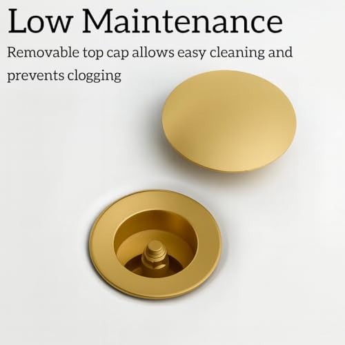 Image of BASSINO Premium 6 Inch Brass Waste Coupling /Washbasin Drainer /Rust-Proof Pop-Up for Basin /Drain Stopper for Tabletop, Wall-Mount & Pedestal Wash Basins(Golden Matt Finish)