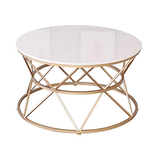 Home Side Table Desksimple Coffee Table White Marble Tabletop Metal Ir