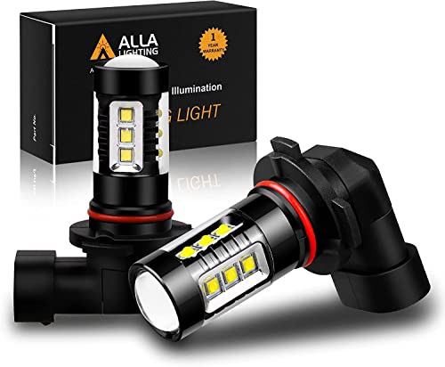 Alla Lighting 80W H10 9145 LED Bulbs Fog Lights Upgrade, 6000K Xenon White 9140 9040 9045 PY20D Extremely Super Bright 12V Lamps Replacement