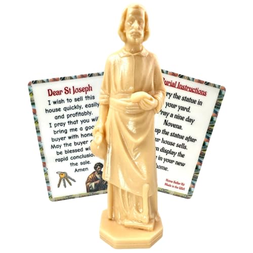Westmon Works St Joseph Statue for Selling House Pack Figurine and Laminated Home Sale Prayer Holy Card with Instructions, Made in The USA