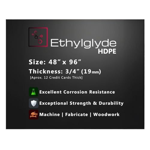 Black HDPE Sheet. Starboard Texture, Marine Board, Cutting Board, High Density Polyethylene Plastic Sheet, DIY Project Material. Nominal Cut +(-) 1/8". Fabricated in USA. 48" x 96" (3/4" Thick)