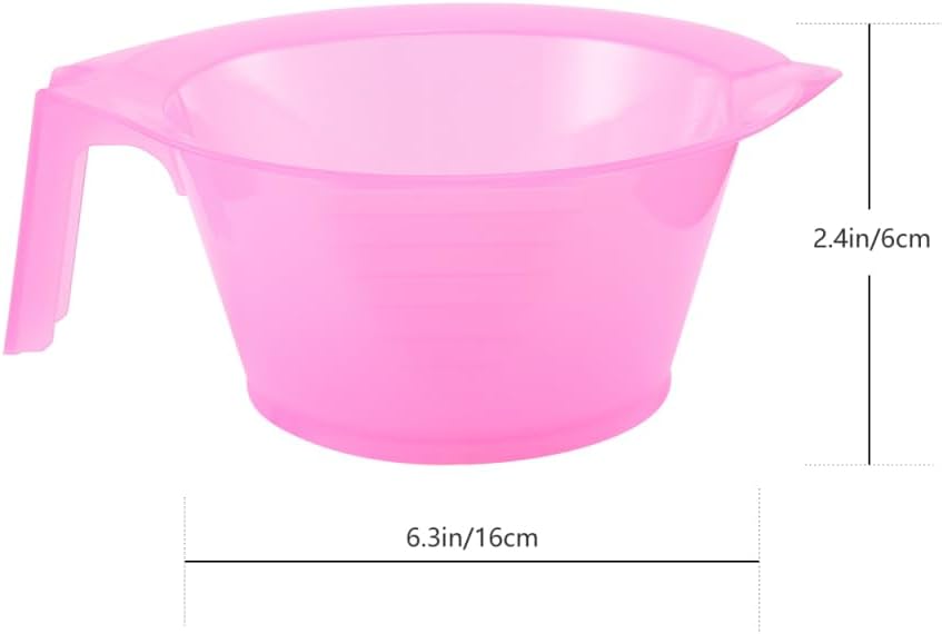 IMIKEYA 3Pcs Plastic Hair Color Mixing Bowls Pink Hair Dye Bowl with Handle for Salon Hairdressing Tint Tools