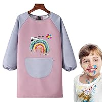 Gwolf Tablier Peinture Enfant 8-12 Ans – Blouse Imperméable Anti-taches, Manches Longues, Poches, Pour Cuisine, Peinture Et Artisanat (Blanc Et Noir)