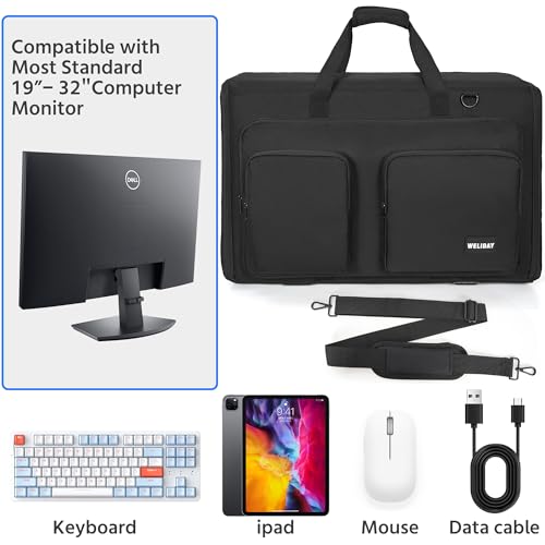 WELIDAY Monitor Carrying Case for 27"-32" Screens, Padded Monitor Travel Bag, Multi-Pocket Protective Case for Moving, Storage & Transport by WELIDAY - Used condition - Image 5