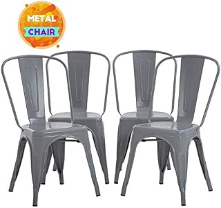 FDW Metal Dining Chairs Set of 4 Indoor Outdoor Chairs Patio Chairs Metal