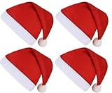 HIWERAN 4 Gorros de Papá Noel, Gorros de Papá Noel para niños, Gorros de Papá Noel Rojos, Gorros de Papá Noel de Felpa, Reutilizables, adecuados para niños y niñas.(Rojo)